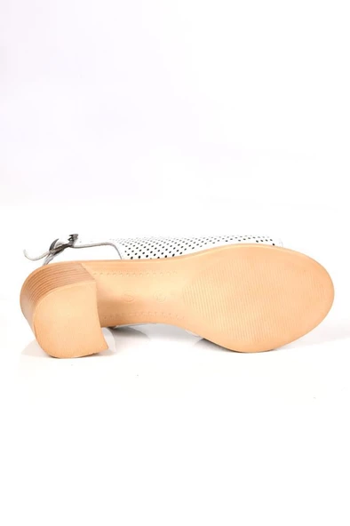 Papuçcity 02189 5 Cm Topuklu Kadın Deri Sandalet Ayakkabı - 12