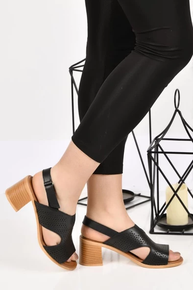 Papuçcity 02188 5 Cm Topuklu Kadın Deri Sandalet Ayakkabı - 8