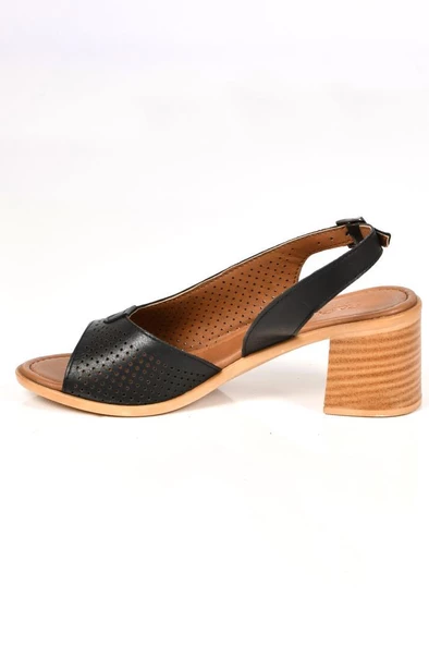 Papuçcity 02189 5 Cm Topuklu Kadın Deri Sandalet Ayakkabı - 5