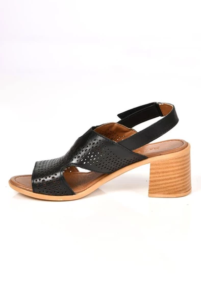 Papuçcity 02188 5 Cm Topuklu Kadın Deri Sandalet Ayakkabı - 10