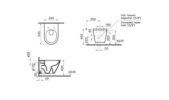 Vitra Integra Rim-Ex Asma Klozet 54 Cm-Beyaz 7041L003-0090 - 2