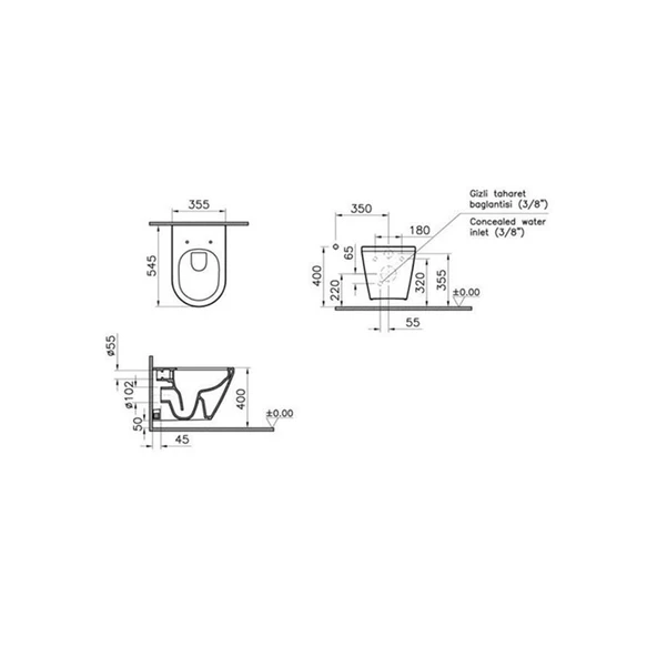Vitra Integra Rim-Ex Asma Klozet 54 Cm-Beyaz 7041L003-0090 - 4