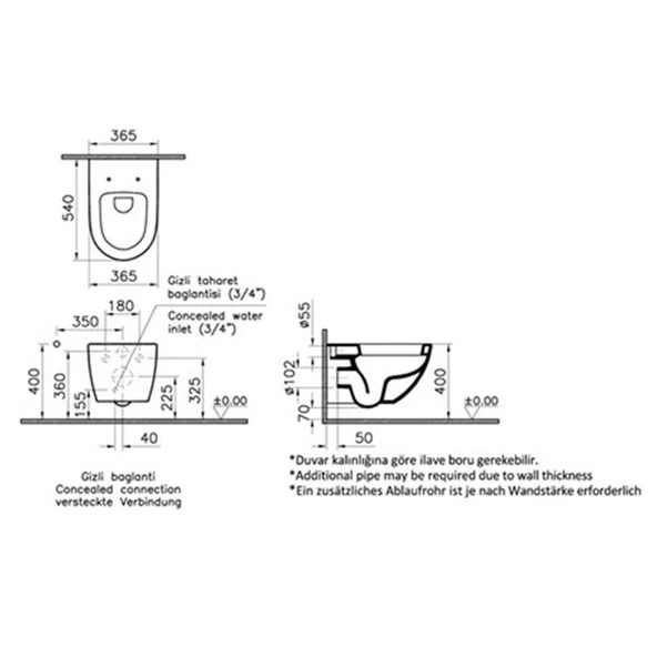 Vitra Sento Asma Klozet 54 Cm 4448B003-0559 - 4