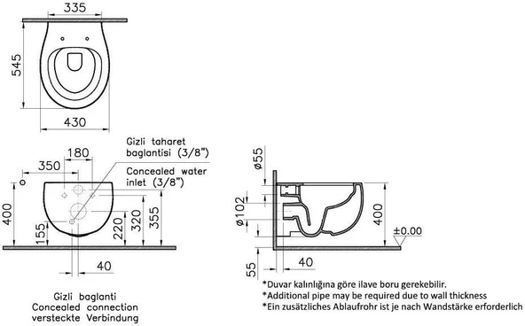 VitrA Memoria Rim-ex Asma Klozet-Beyaz 5885B403-0559 - 2