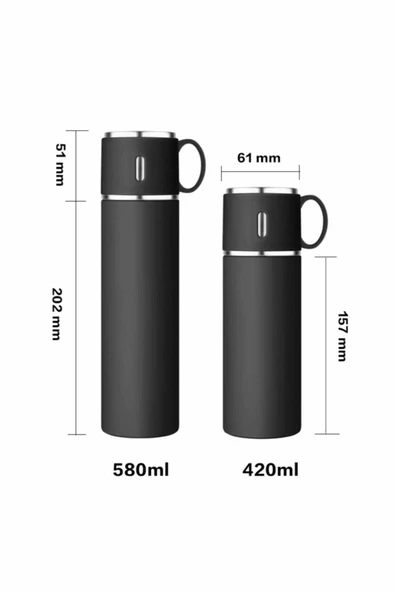 316 Paslanmaz Çelik Termos Bardak 580 Ml Bardaklı 20 Saat Sıcak-soğuk Thermos Mug Kupa Coffee - 5