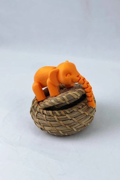 3D Hareketli Oyuncak Fil & Dekor - Turuncu - Resim 5