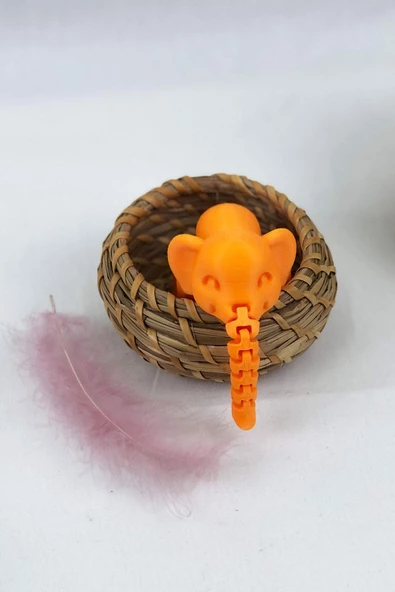 3D Hareketli Oyuncak Fil & Dekor - Turuncu - Resim 3