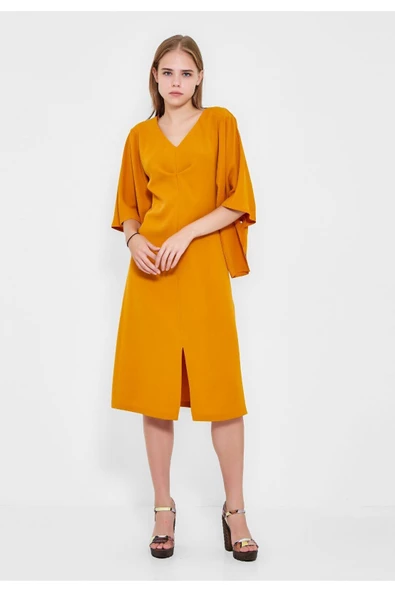 Modatalika Kadın Önden Yırtmaçlı Midi Elbise - Resim 4