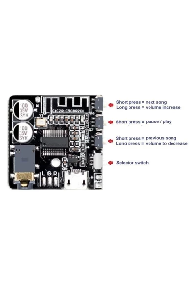 VHM-314 V2 Bluetooth 5.0 Kablosuz Ses Alıcı Amfi Decoder - Resim 4