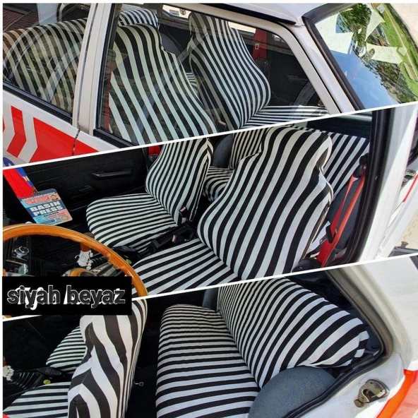 Çizgili Servis Kılıfı Siyah Beyaz- Zebra Desen Servis Kılıfı - 2
