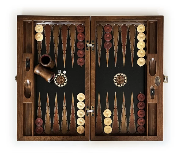 Helena Wood Art Genius El Oyması Ahşap Tavla Seti Siyah - 2