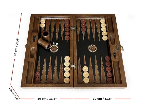 Helena Wood Art Genius El Oyması Ahşap Tavla Seti Siyah - 3