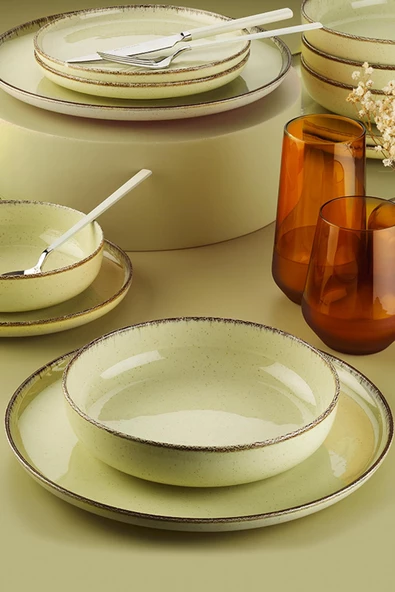 Kütahya Porselen Moderna Yemek Takımı Pearl BejSarı 4 Kişilik 16 Parça