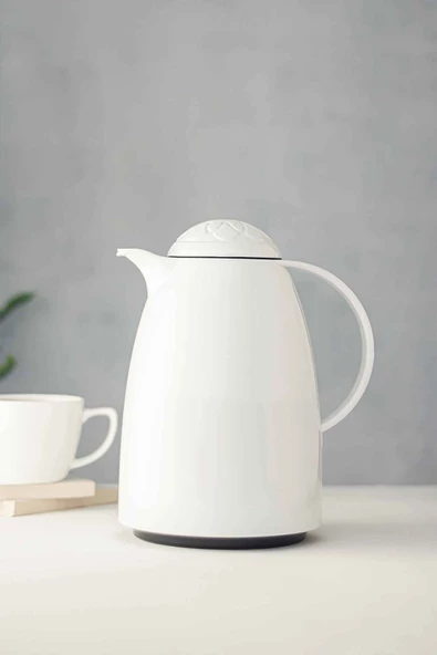 1 LT Isı Yalıtımlı Çay Ve Soğuk Su Termosu Soft Beyaz (12 Saat Sıcak Tutar& İçi Camdır) - 4