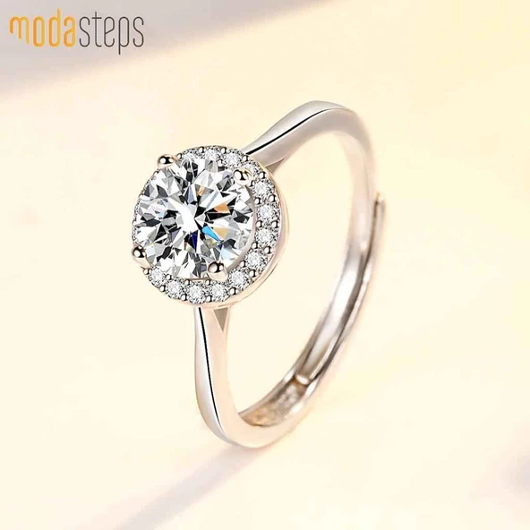 Modasteps 925 ayar gümüş yüksek kaliteli kristal zirkon yüzük - 3