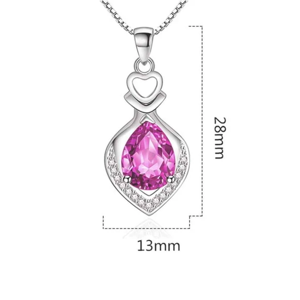 Modasteps 925 ayar gümüş kristal zirkon kalp kolye - 2