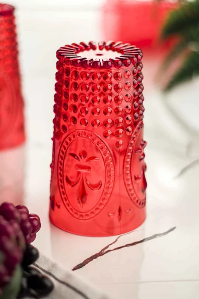 Akrilik Kırmızı 6'lı Uzun Bardak & Su Meşrubat Bardağı 750 ml ( Büyük Boy & Cam Değildir ) - 3