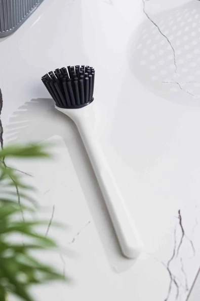 Silikon Başlıklı Bulaşık Yıkama Ve Lavabo Temizleme Mutfak Tezgah Fırçası Siyah