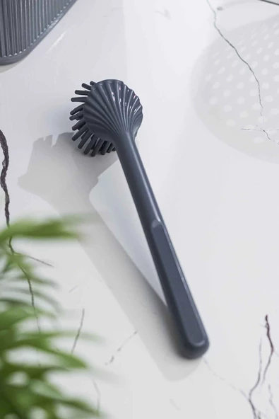 Silikon Başlıklı Bulaşık Yıkama Ve Lavabo Temizleme Mutfak Tezgah Fırçası Gri - 2