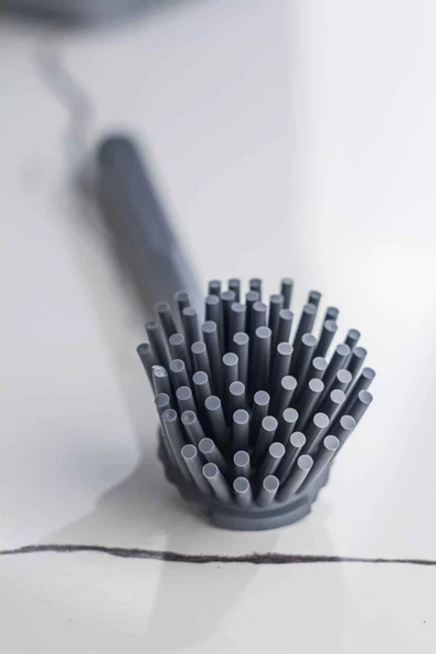 Silikon Başlıklı Bulaşık Yıkama Ve Lavabo Temizleme Mutfak Tezgah Fırçası Gri - 3