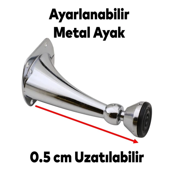 Mobilya Sehpa Puf Zigon Metal Ayağı Ayarlanabilir Krom Ayak 11 cm - 3
