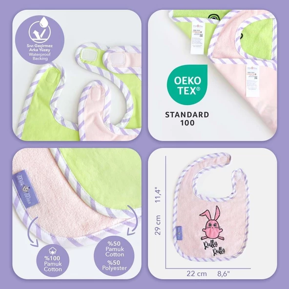 Milk&Moo Havlu Mama Önlüğü 2'li Set Çaça Kurbağa ve Çançin - 7