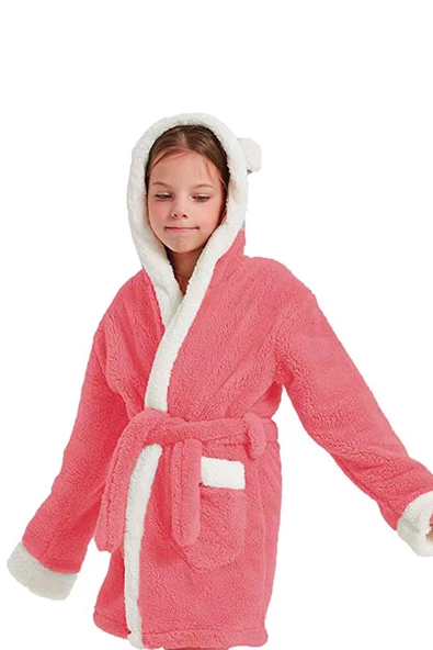 Bunny Kapşonlu Unisex Wellsoft Çocuk Peluş Sabahlık | Bornoz - 11