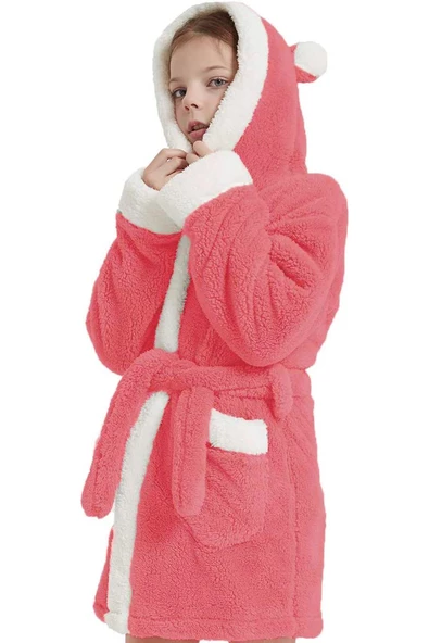 Bunny Kapşonlu Unisex Wellsoft Çocuk Peluş Sabahlık | Bornoz - 8