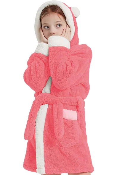 Bunny Kapşonlu Unisex Wellsoft Çocuk Peluş Sabahlık | Bornoz - 9
