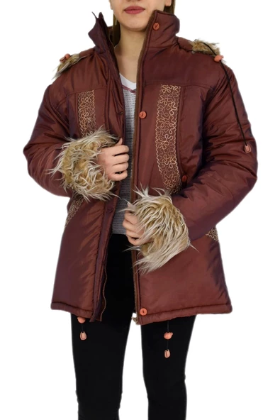 Kadın Spor Kürklü Mont UZ-KO-1453 ürün görseli