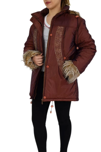 Kadın Spor Kürklü Mont UZ-KO-1453 - Resim 10