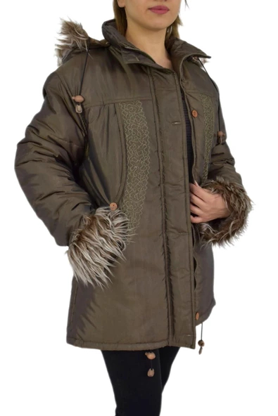 Kadın Spor Kürklü Mont UZ-KO-1453 - Resim 6