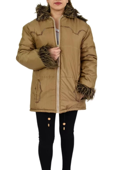 Kadın Spor Kürklü Mont UZ-KO-1453 - Resim 8