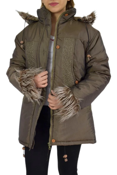 Kadın Spor Kürklü Mont UZ-KO-1453 - Resim 4