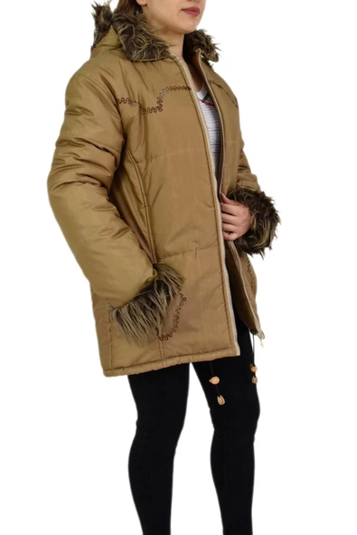 Kadın Spor Kürklü Mont UZ-KO-1453 - Resim 5
