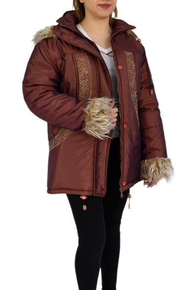 Kadın Spor Kürklü Mont UZ-KO-1453 - Resim 7