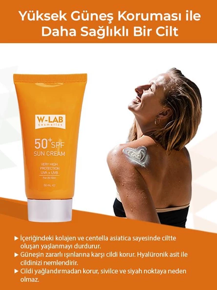 W-Lab Sun Cream SPF50+ Güneş Koruyucu 50 ML - 3