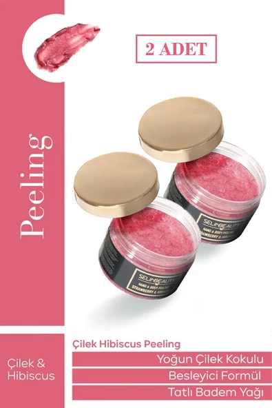 Selin Beauty Çilek - Hibiscus El ve Vücut Peeling 2 li Set