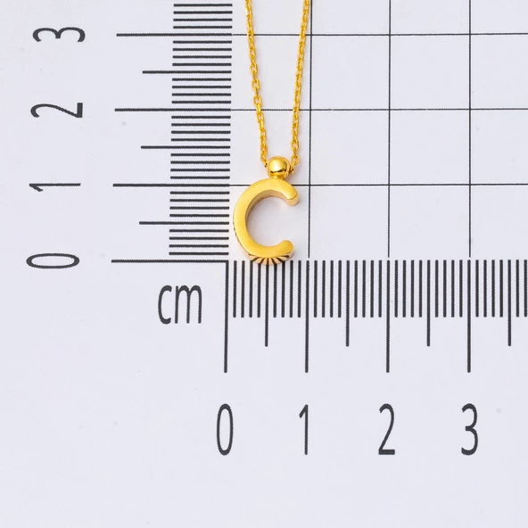 22 Ayar C Harfi Altın Kolye - Resim 3