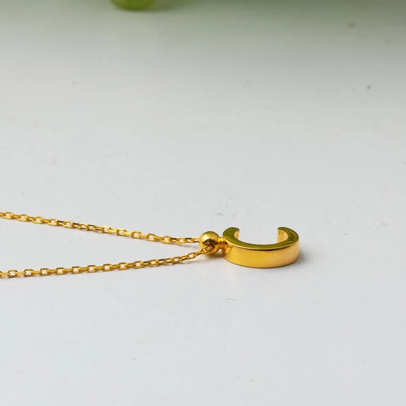 22 Ayar C Harfi Altın Kolye - Resim 5