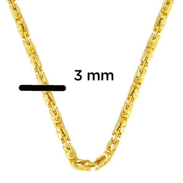 14 Ayar Altın 3 mm. Kral Zincir 60 cm - 5