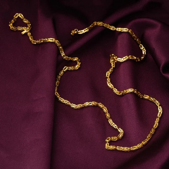 14 Ayar Altın 3 mm. Kral Zincir 60 cm - 6