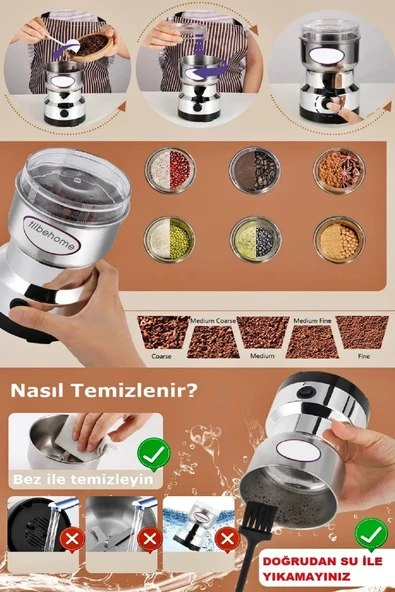 Elektrikli Kahve Baharat Bakliyat Öğütücü Makine Pirinç Biber Tahıl Öğütücü Değirmen Gıda Öğütücü - 2