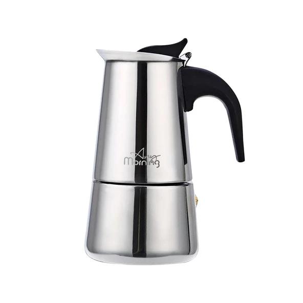 Any Morning Fe001-6 Espresso Kahve Makinesi Paslanmaz Çelik İndüksiyonlu Moka Pot 300 Ml