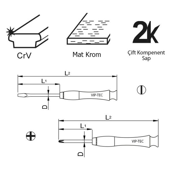 VIP-TEC Profesyonel 6 Parça Mikro/Saatçi Tornavida Takımı/Seti - 4