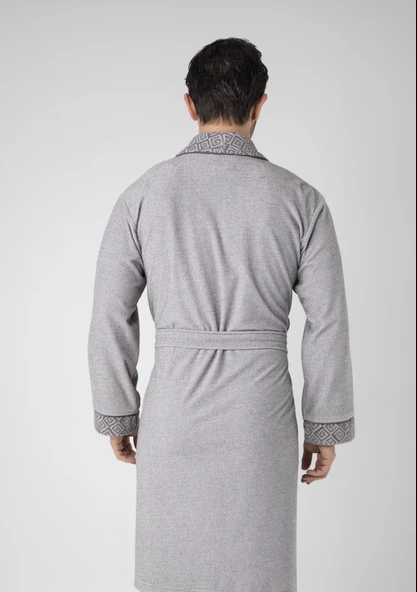 G Desen Gri Kırçıllı Bambu Cotton Erkek Sabahlık Bornoz - 2
