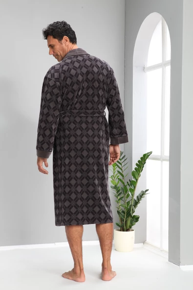 Kareli Jakarlı Bambo Cotton Erkek Sabahlık - 2
