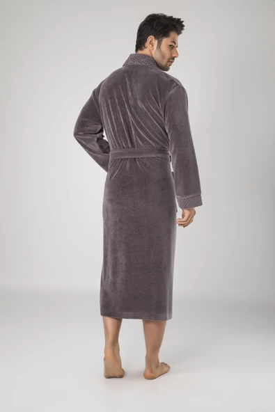 Yaka Piramit Jakar Bambu Pamuklu Erkek Sabahlık - 4