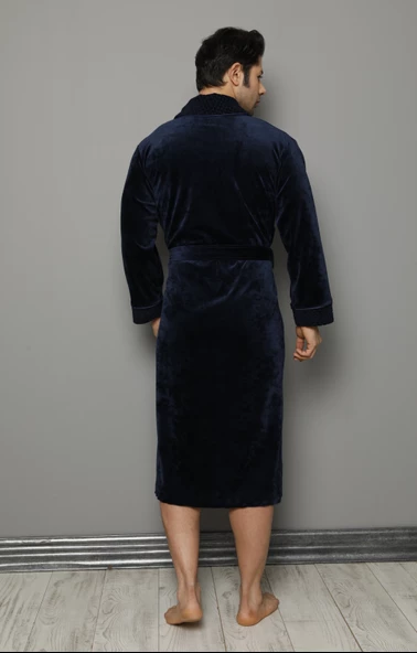 Yaka Piramit Jakar Bambu Pamuklu Erkek Sabahlık - 2