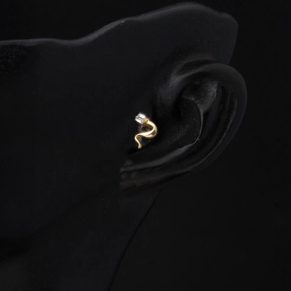 14 Ayar Altın Piercing Tragus Küpe - 2